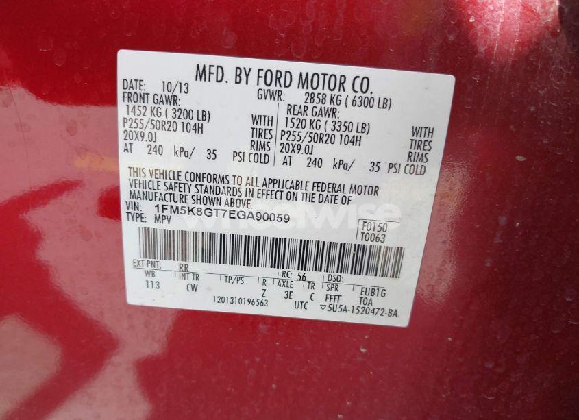 Photo 9 of 2014 Ford Explorer SPORT (VIN 1FM5K8GT7EGA90059)