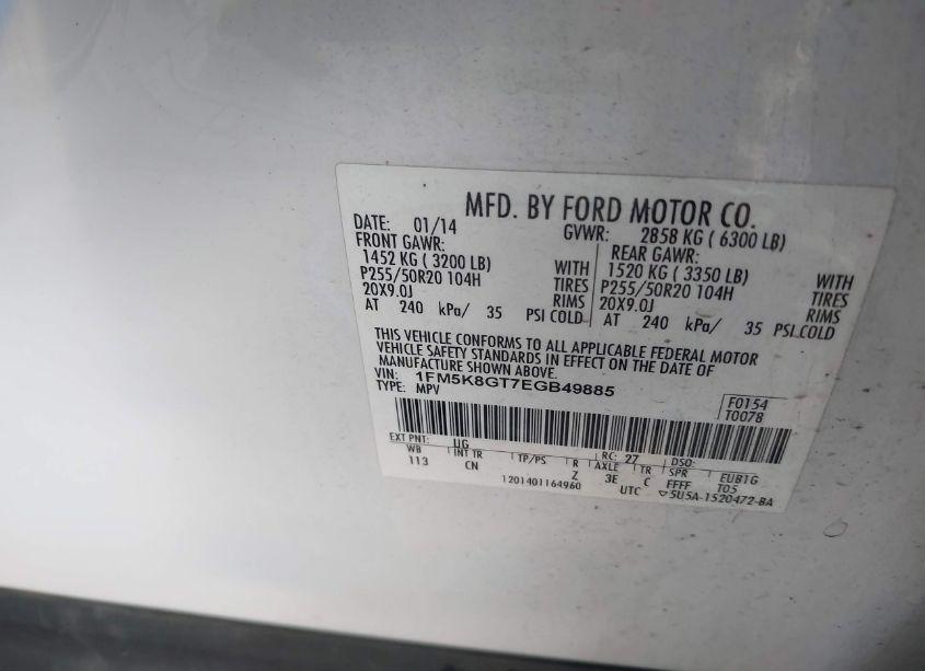 Photo 9 of 2014 Ford Explorer SPORT (VIN 1FM5K8GT7EGB49885)