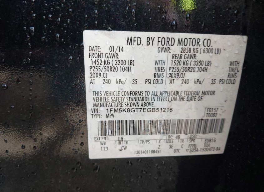 Photo 9 of 2014 Ford Explorer SPORT (VIN 1FM5K8GT7EGB51216)