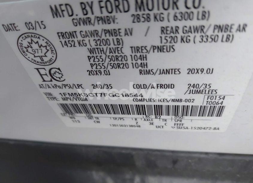 Photo 9 of 2015 Ford Explorer SPORT (VIN 1FM5K8GT7FGC18544)