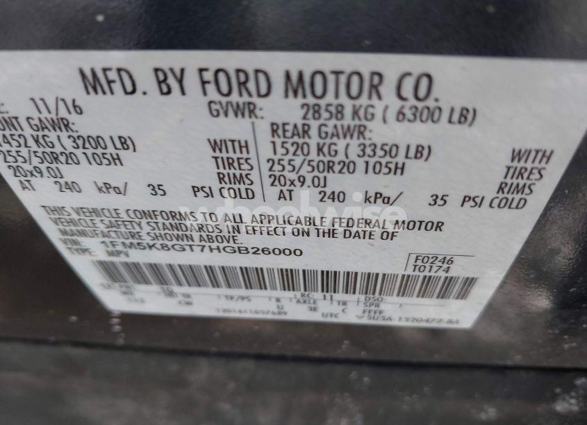 Photo 9 of 2017 Ford Explorer SPORT (VIN 1FM5K8GT7HGB26000)