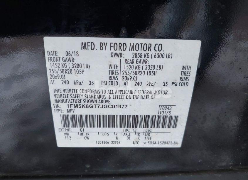 Photo 9 of 2018 Ford Explorer SPORT (VIN 1FM5K8GT7JGC01977)