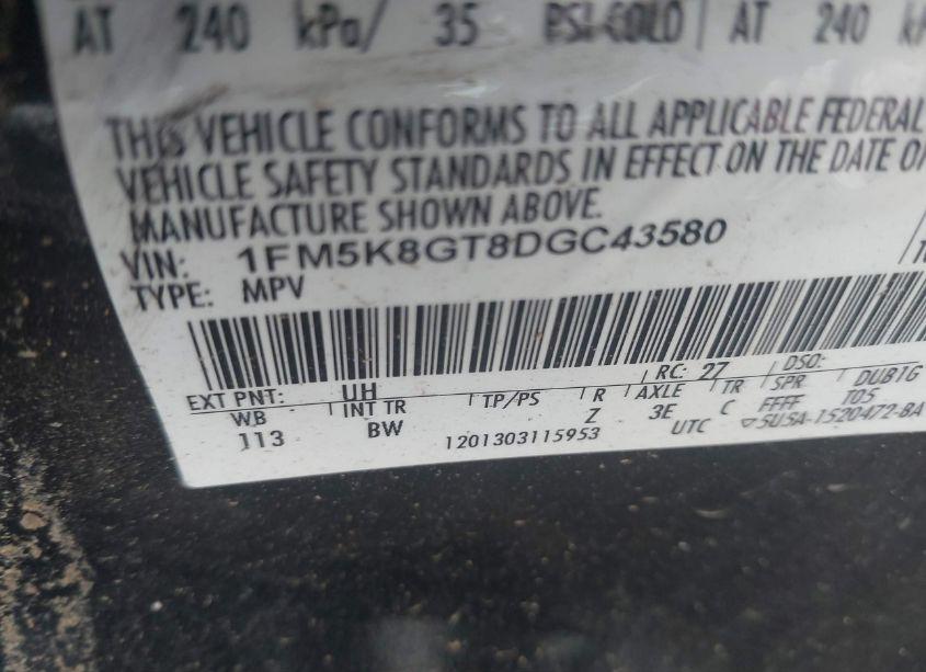 Photo 9 of 2013 Ford Explorer SPORT (VIN 1FM5K8GT8DGC43580)