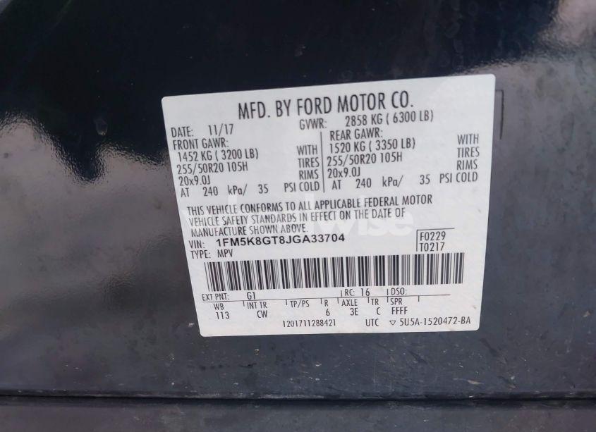 Photo 9 of 2018 Ford Explorer SPORT (VIN 1FM5K8GT8JGA33704)