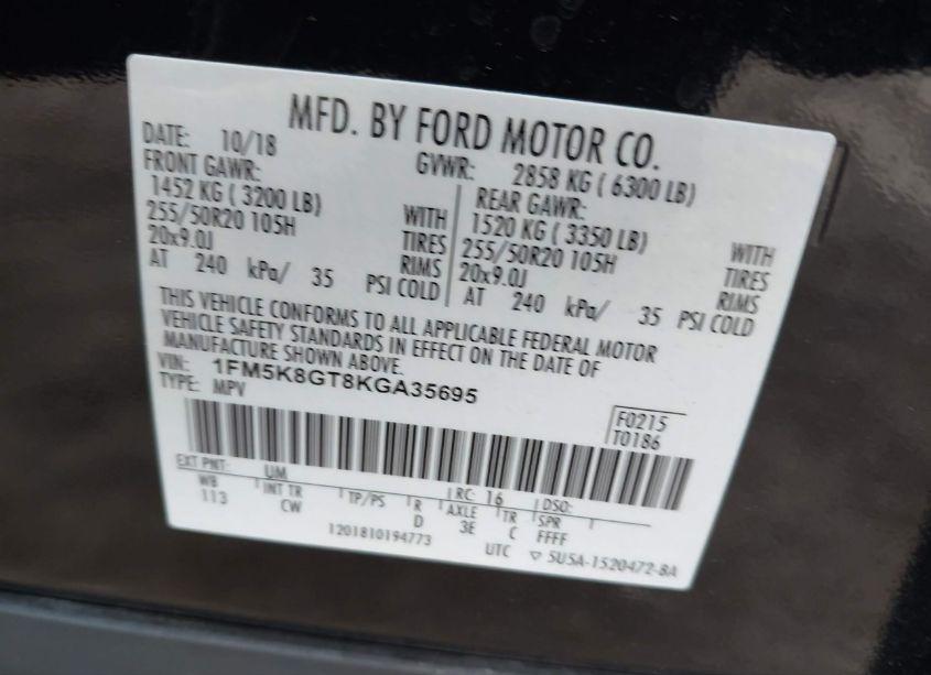 Photo 9 of 2019 Ford Explorer N/A (VIN 1FM5K8GT8KGA35695)