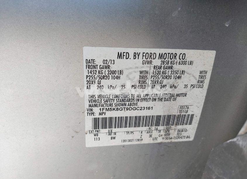 Photo 9 of 2013 Ford Explorer SPORT (VIN 1FM5K8GT9DGC23161)