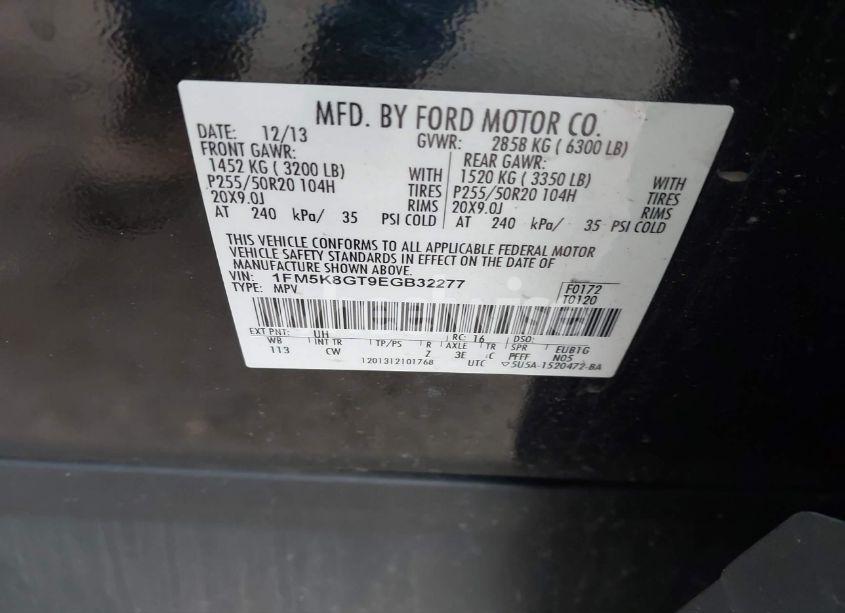 Photo 9 of 2014 Ford Explorer SPORT (VIN 1FM5K8GT9EGB32277)