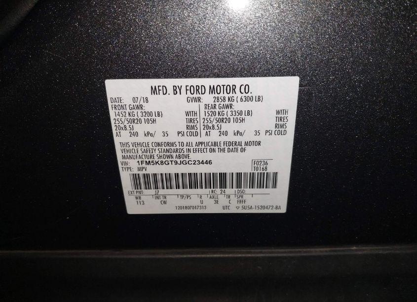 Photo 9 of 2018 Ford Explorer SPORT (VIN 1FM5K8GT9JGC23446)