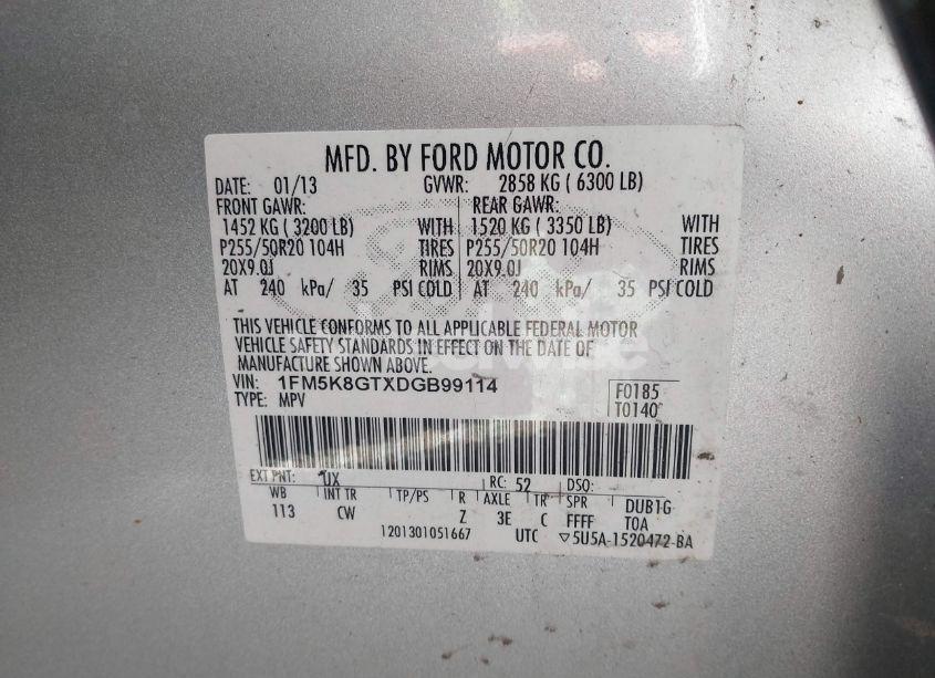 Photo 9 of 2013 Ford Explorer SPORT (VIN 1FM5K8GTXDGB99114)