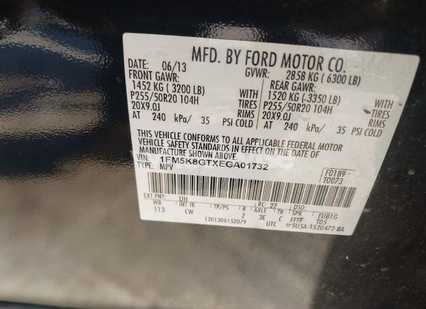 Photo 9 of 2014 Ford Explorer SPORT (VIN 1FM5K8GTXEGA01732)