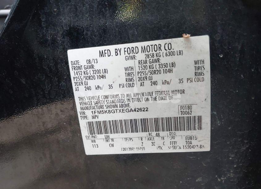 Photo 9 of 2014 Ford Explorer SPORT (VIN 1FM5K8GTXEGA42622)