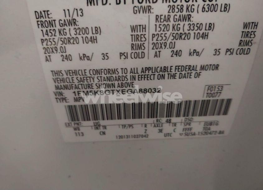 Photo 9 of 2014 Ford Explorer SPORT (VIN 1FM5K8GTXEGA88032)