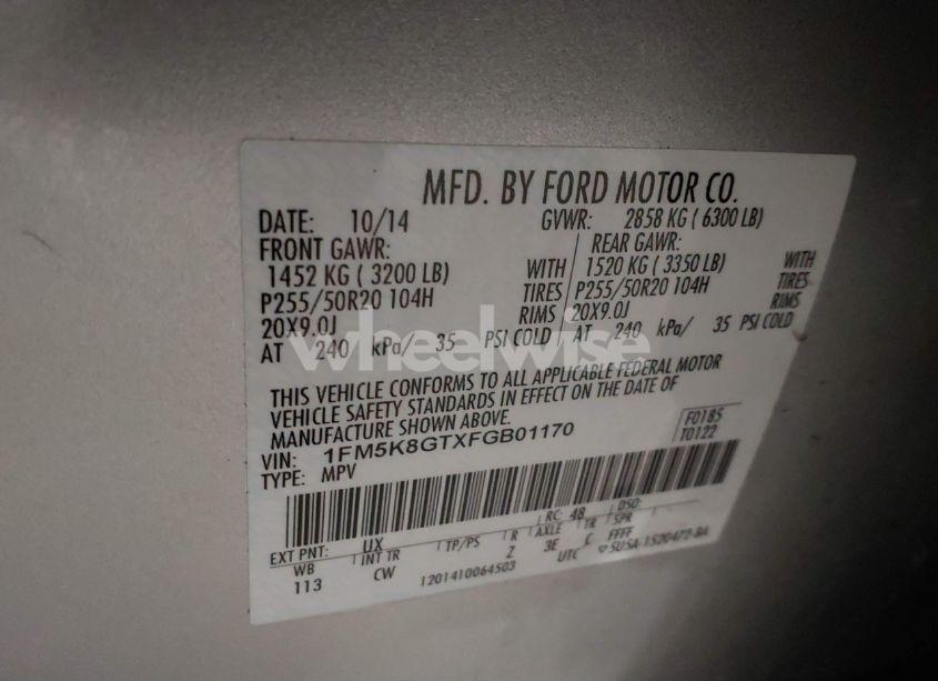 Photo 9 of 2015 Ford Explorer SPORT (VIN 1FM5K8GTXFGB01170)