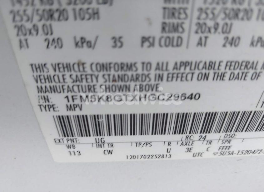 Photo 9 of 2017 Ford Explorer SPORT (VIN 1FM5K8GTXHGC29640)