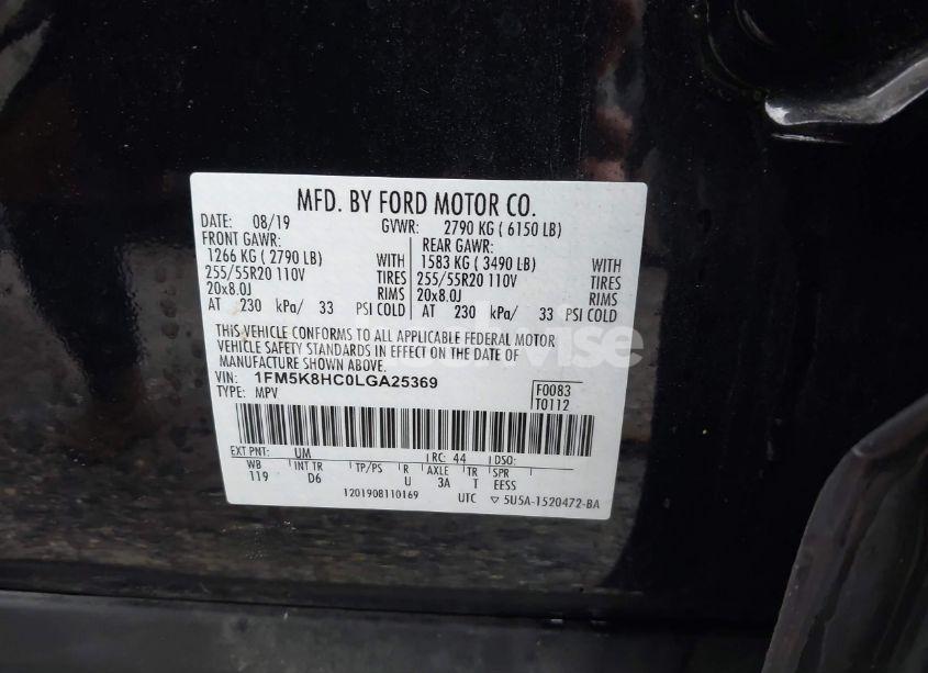 Photo 9 of 2020 Ford Explorer PLATINUM (VIN 1FM5K8HC0LGA25369)