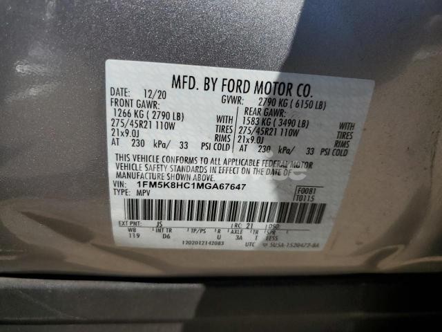 Photo 2 of 2021 FORD EXPLORER PLATINUM N/A (VIN 1FM5K8HC1MGA67647)
