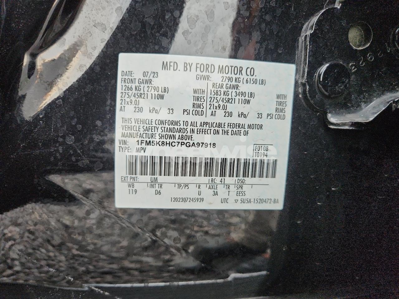 Photo 13 of 2023 FORD EXPLORER PLATINUM N/A (VIN 1FM5K8HC7PGA97918)