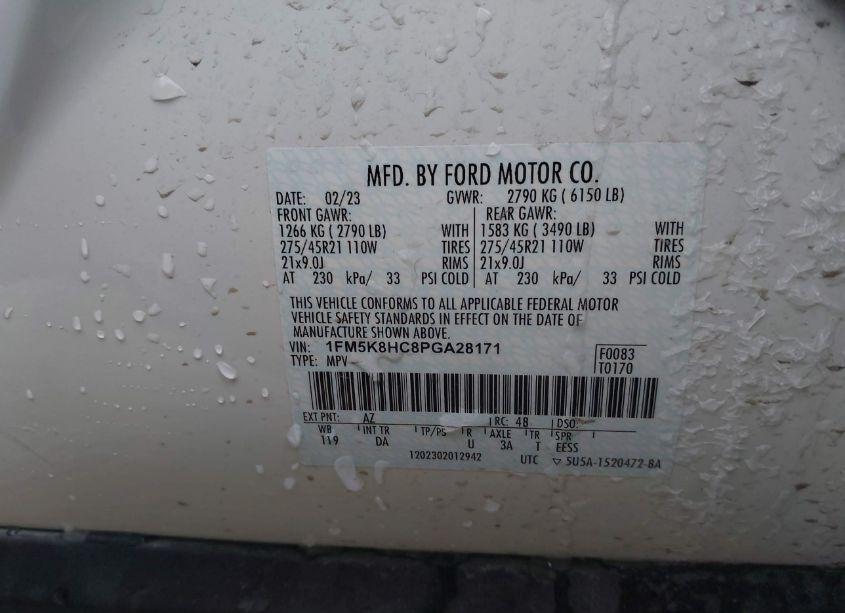 Photo 9 of 2023 Ford Explorer PLATINUM (VIN 1FM5K8HC8PGA28171)