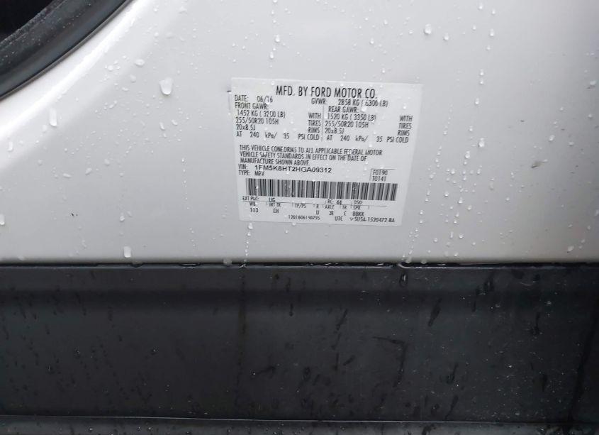 Photo 9 of 2017 Ford Explorer PLATINUM (VIN 1FM5K8HT2HGA09312)