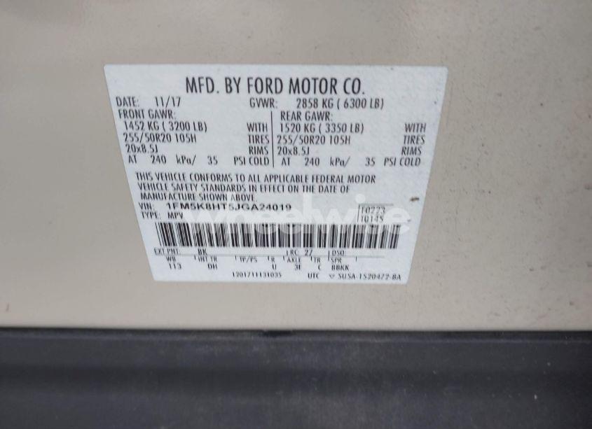 Photo 9 of 2018 Ford Explorer PLATINUM (VIN 1FM5K8HT5JGA24019)