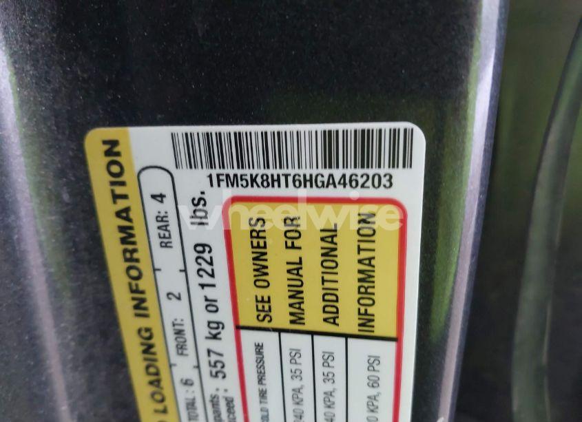 Photo 9 of 2017 Ford Explorer PLATINUM (VIN 1FM5K8HT6HGA46203)