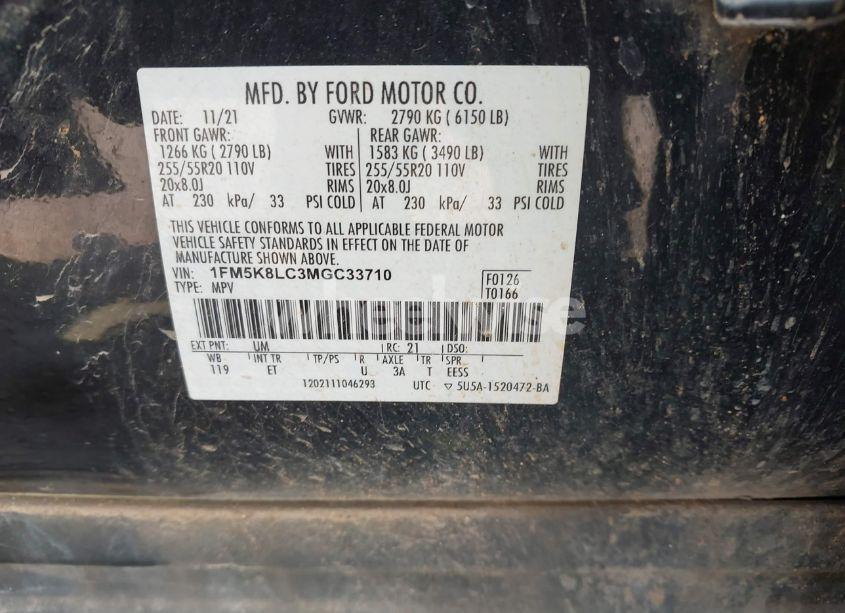 Photo 9 of 2021 Ford Explorer KING RANCH (VIN 1FM5K8LC3MGC33710)