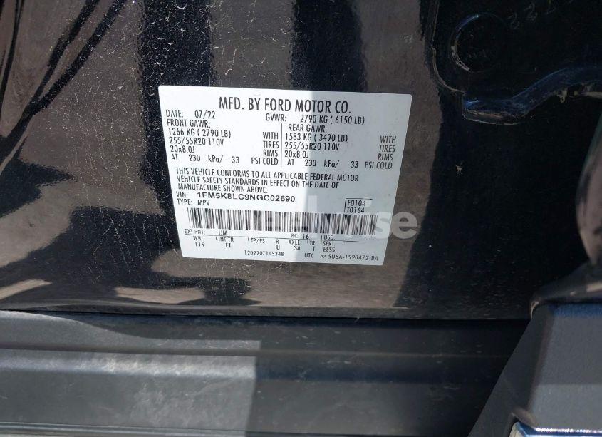 Photo 9 of 2022 Ford Explorer KING RANCH (VIN 1FM5K8LC9NGC02690)