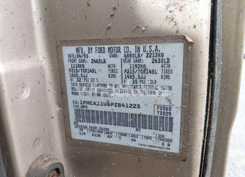 Photo 9 of 1993 Ford Aerostar (VIN 1FMCA11U6PZB41223)