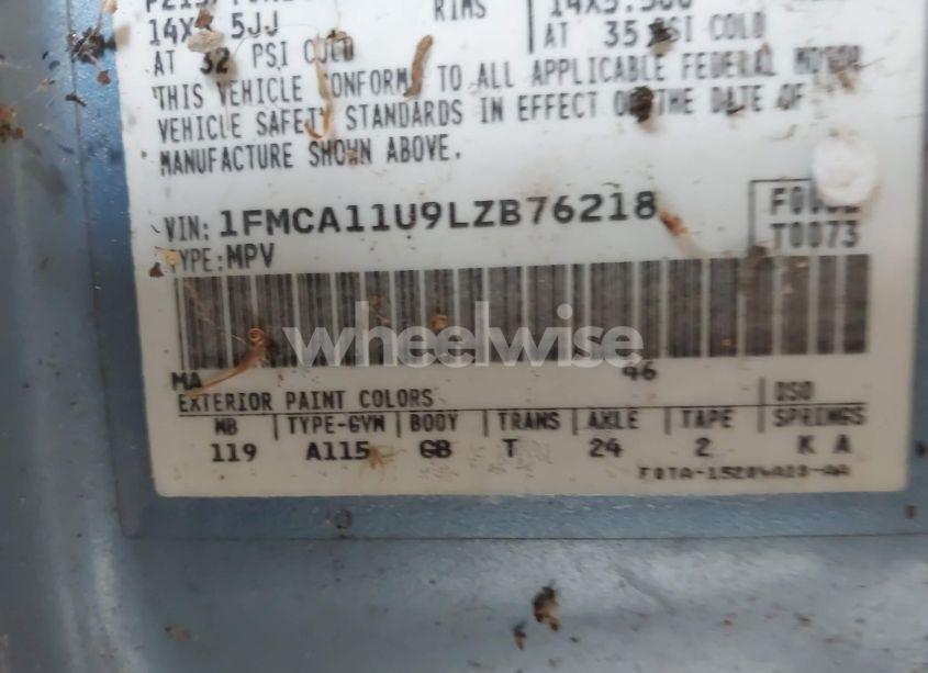 Photo 9 of 1990 Ford Aerostar (VIN 1FMCA11U9LZB76218)