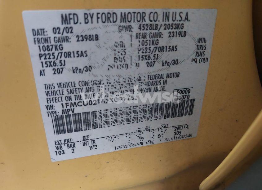 Photo 9 of 2002 Ford Escape XLS (VIN 1FMCU02162KC27753)