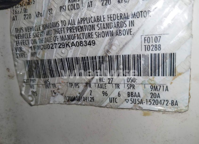 Photo 9 of 2009 Ford Escape XLS/XLS MANUAL (VIN 1FMCU02729KA08349)