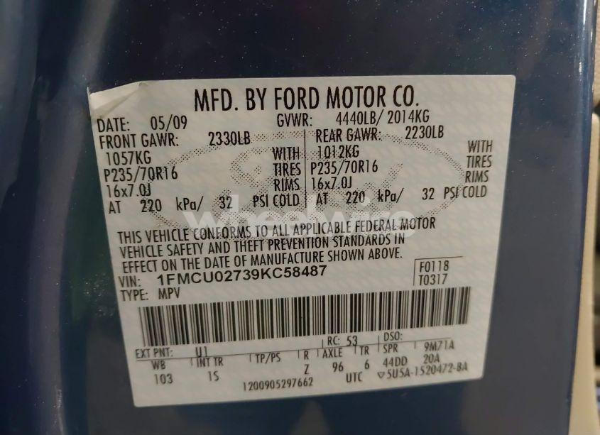 Photo 9 of 2009 Ford Escape XLS/XLS MANUAL (VIN 1FMCU02739KC58487)