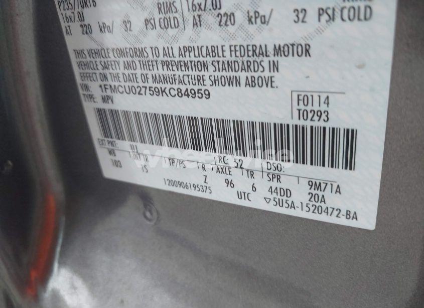 Photo 9 of 2009 Ford Escape XLS/XLS MANUAL (VIN 1FMCU02759KC84959)