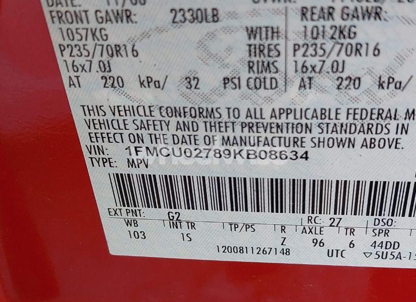 Photo 9 of 2009 Ford Escape XLS/XLS MANUAL (VIN 1FMCU02789KB08634)