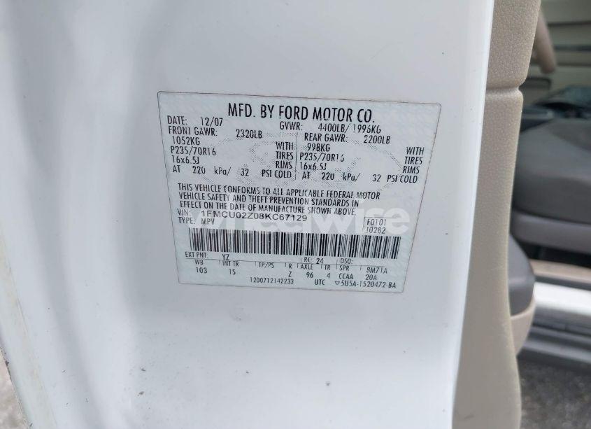 Photo 9 of 2008 Ford Escape XLS/XLS MANUAL (VIN 1FMCU02Z08KC67129)