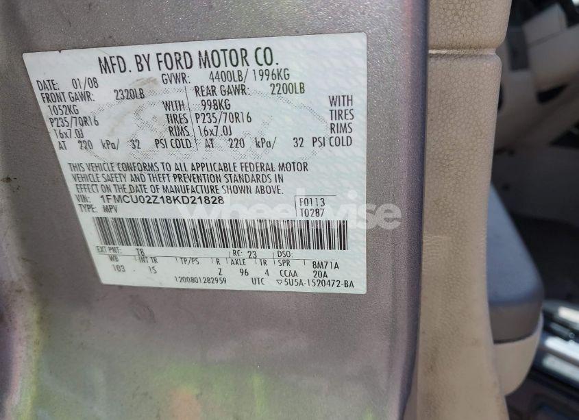 Photo 9 of 2008 Ford Escape XLS/XLS MANUAL (VIN 1FMCU02Z18KD21828)
