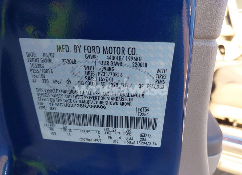 Photo 9 of 2008 Ford Escape XLS/XLS MANUAL (VIN 1FMCU02Z28KA95606)