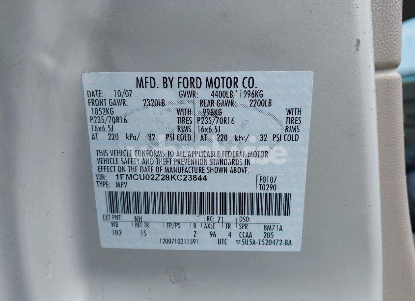 Photo 9 of 2008 Ford Escape XLS/XLS MANUAL (VIN 1FMCU02Z28KC23844)