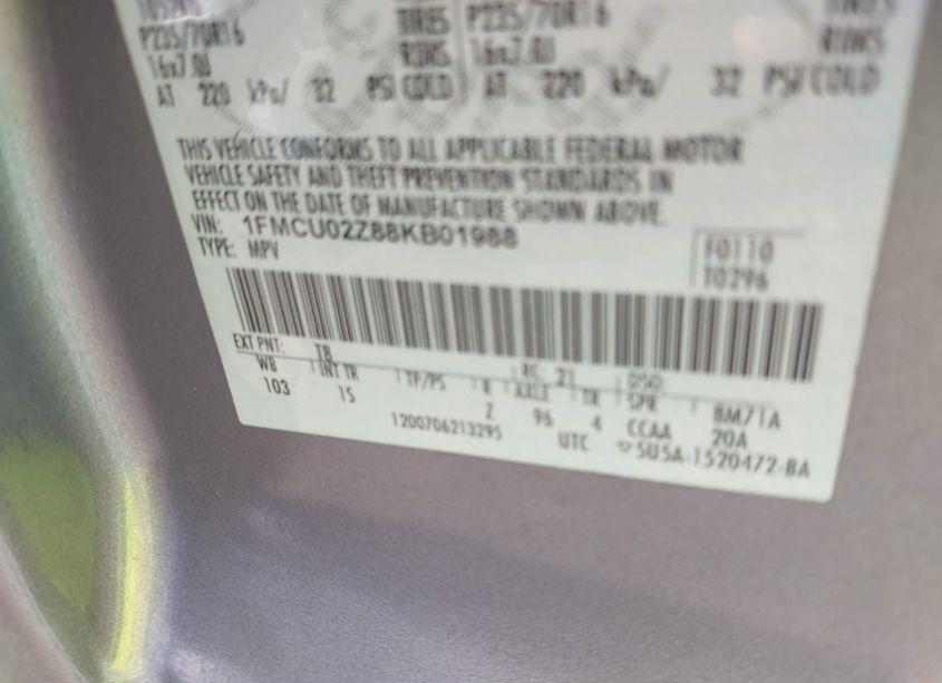 Photo 9 of 2008 Ford Escape XLS/XLS MANUAL (VIN 1FMCU02Z88KB01988)