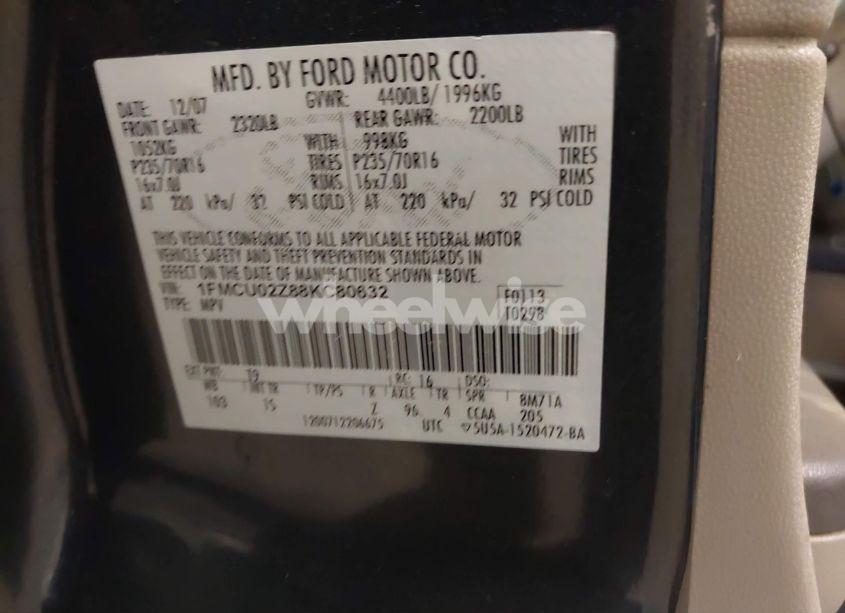 Photo 9 of 2008 Ford Escape XLS (VIN 1FMCU02Z88KC80632)