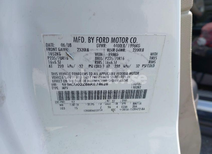 Photo 9 of 2008 Ford Escape XLS/XLS MANUAL (VIN 1FMCU02Z88KE74626)