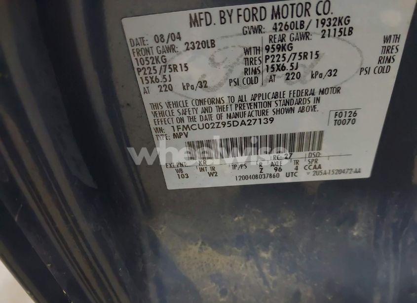 Photo 9 of 2005 Ford Escape XLS (VIN 1FMCU02Z95DA27139)