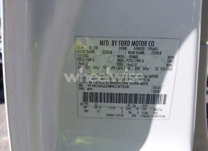 Photo 9 of 2008 Ford Escape XLS/XLS MANUAL (VIN 1FMCU02Z98KC97536)