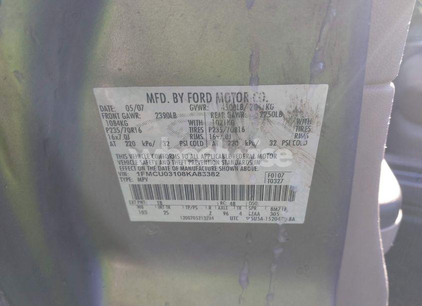 Photo 9 of 2008 Ford Escape XLT (VIN 1FMCU03108KA83382)