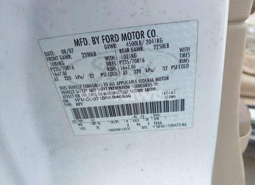 Photo 9 of 2008 Ford Escape XLT (VIN 1FMCU03108KB46836)