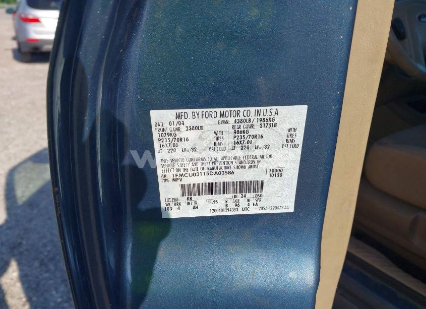 Photo 9 of 2005 Ford Escape XLT (VIN 1FMCU03115DA03586)