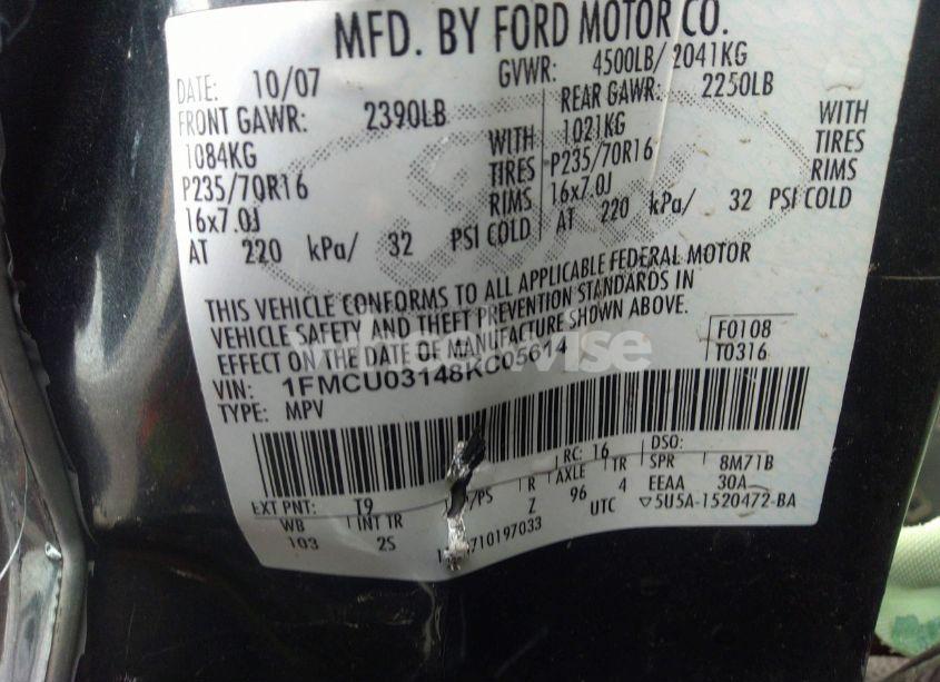 Photo 9 of 2008 Ford Escape XLT (VIN 1FMCU03148KC05614)