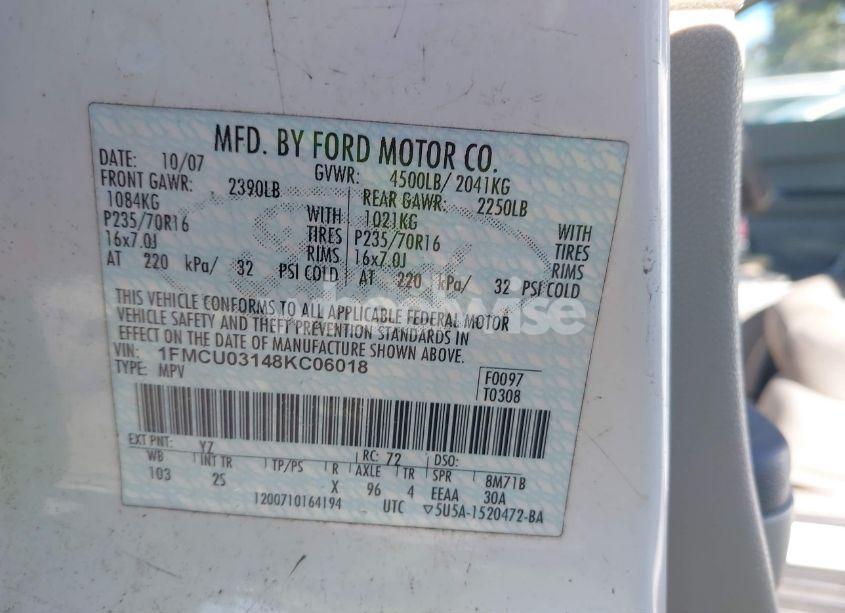 Photo 9 of 2008 Ford Escape XLT (VIN 1FMCU03148KC06018)
