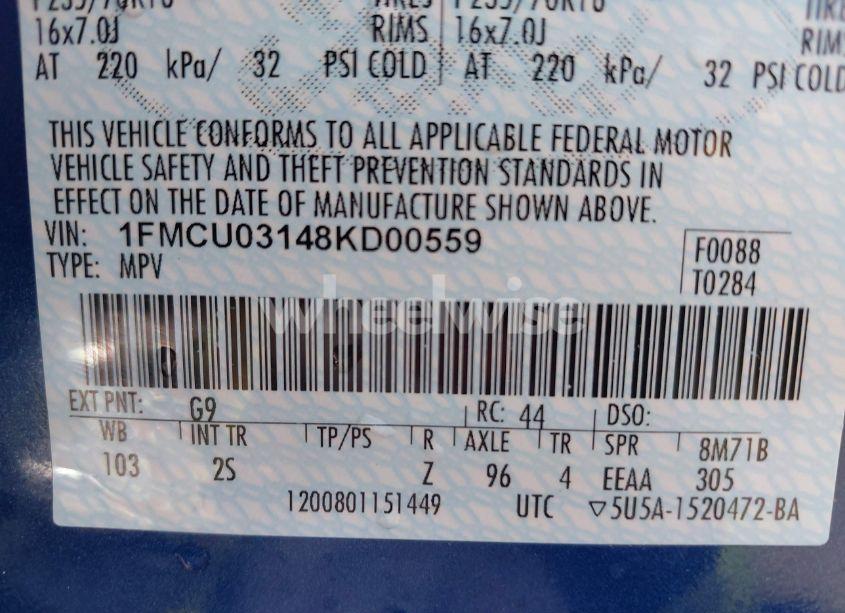 Photo 9 of 2008 Ford Escape XLT (VIN 1FMCU03148KD00559)