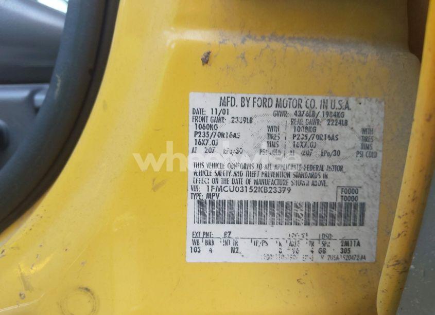 Photo 9 of 2002 Ford Escape XLT (VIN 1FMCU03152KB23379)